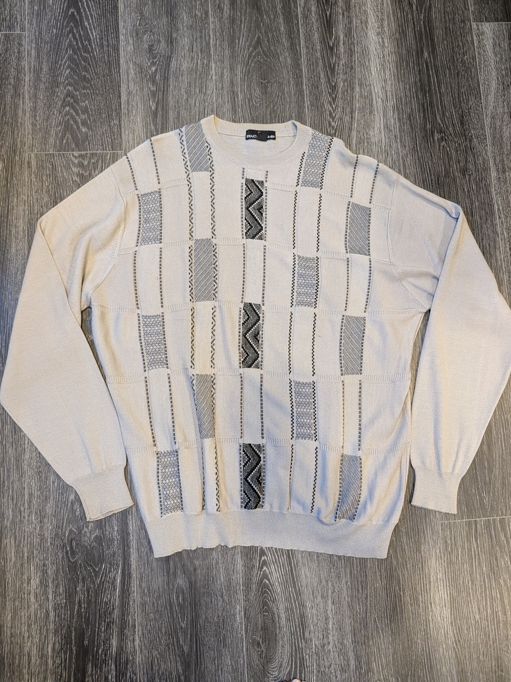 Stacy Adams Gray Patterned Crewneck Sweater